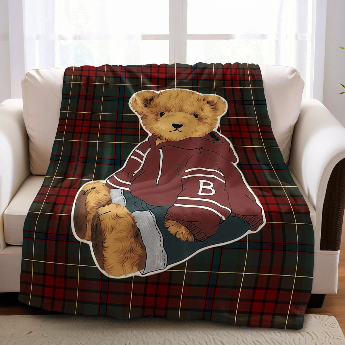 Plaid ours peluche vintage veste tartan