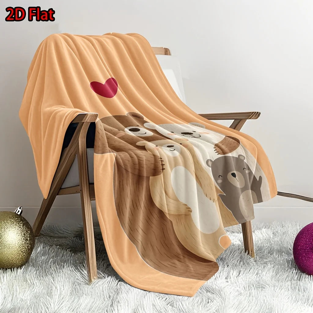 Plaid famille d'ours illustration douce