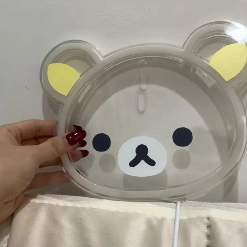 Veilleuse néon ourson kawaii, décoration lumineuse