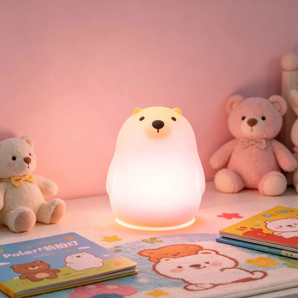 Veilleuse ours polaire silicone tactile 7 couleurs