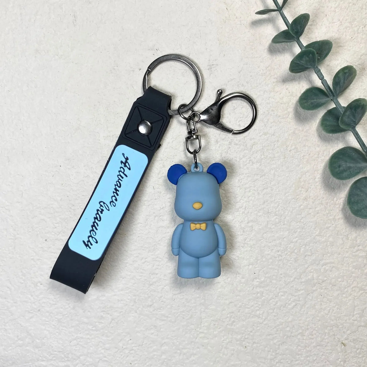 Porte-clés ourson en résine, nœud papillon