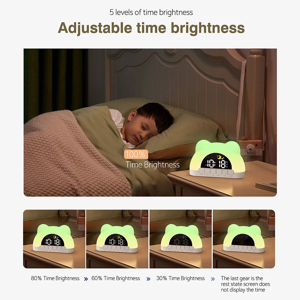 Réveil lumineux ours simulateur d'aube multicolore
