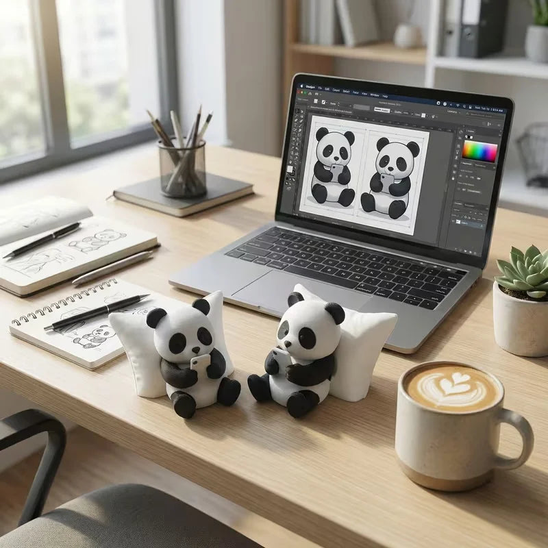 Figurine panda détendu décoration bureau et voiture