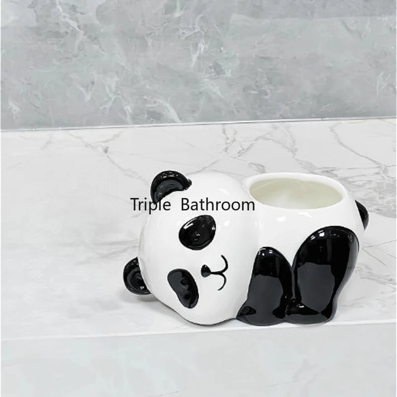 Porte-brosse à dents panda céramique salle de bain