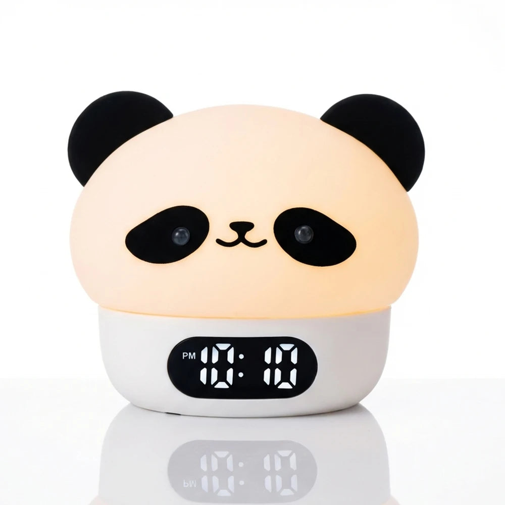 Réveil-veilleuse ourson panda, lumière colorée tactile