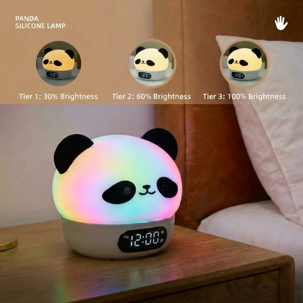 Réveil-veilleuse ourson panda, lumière colorée tactile
