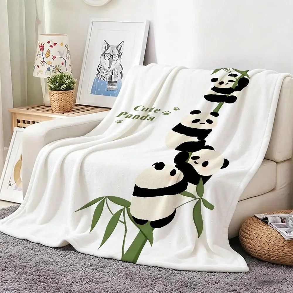 Plaid panda empilés sur bambou