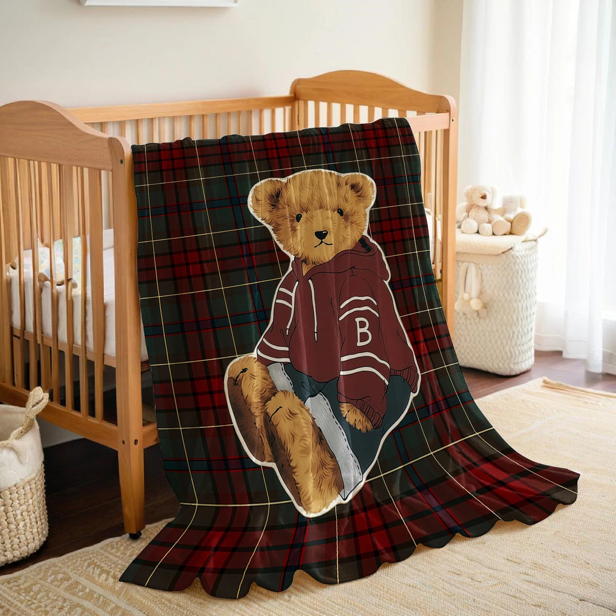 Plaid ours peluche vintage veste tartan