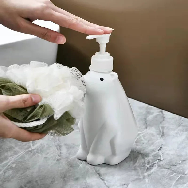 Distributeur savon ours polaire élégant salle de bain