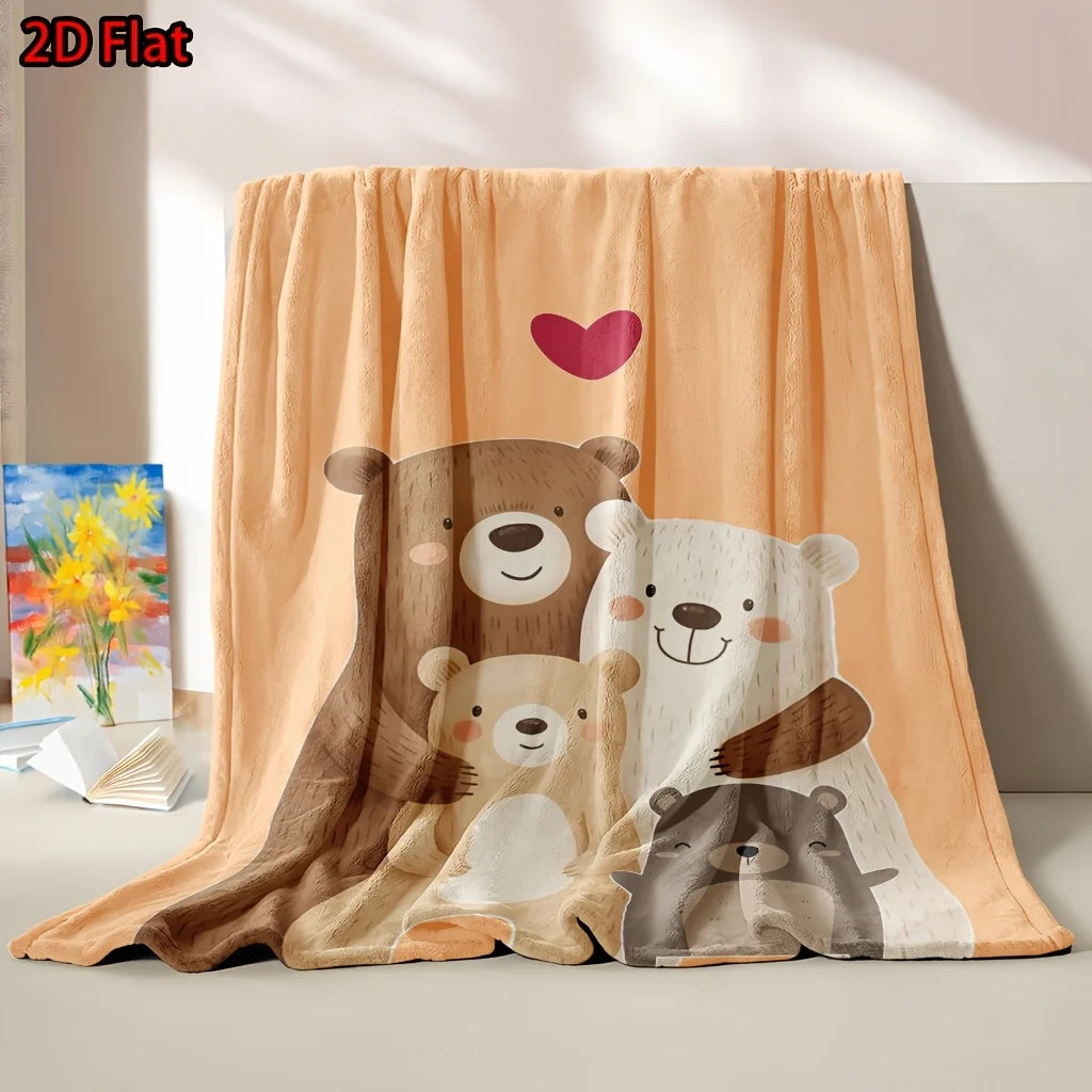 Plaid famille d'ours illustration douce