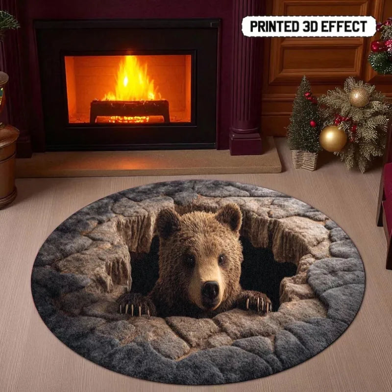 Tapis 3D grotte d'ours effet pierre réaliste