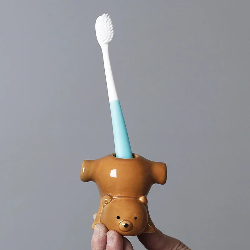 Porte-brosse à dents ours forme originale salle de bain