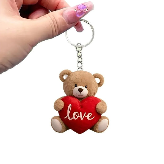 Porte-clés ourson au cœur, pendentif en acrylique