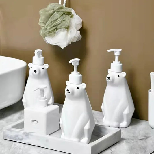 Distributeur savon ours polaire élégant salle de bain