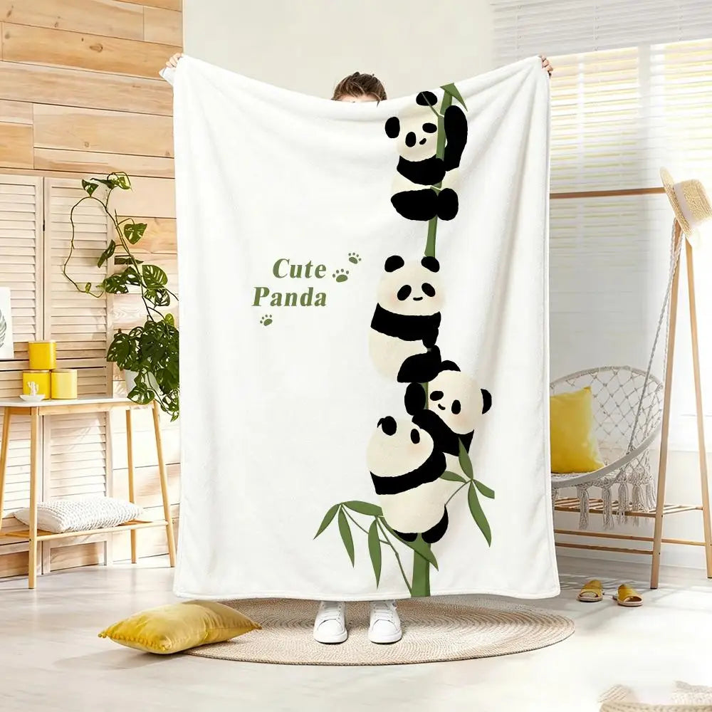 Plaid panda empilés sur bambou