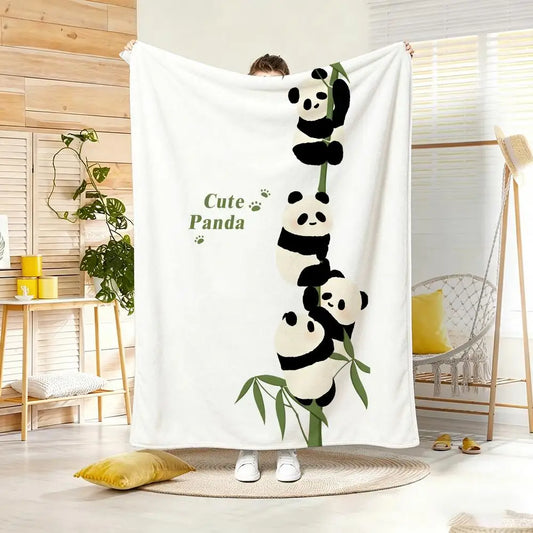 Plaid panda empilés sur bambou