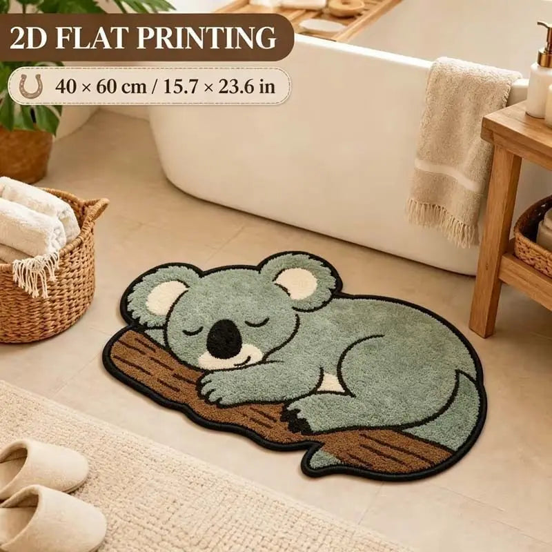 Tapis ours polaire endormi peluche douce