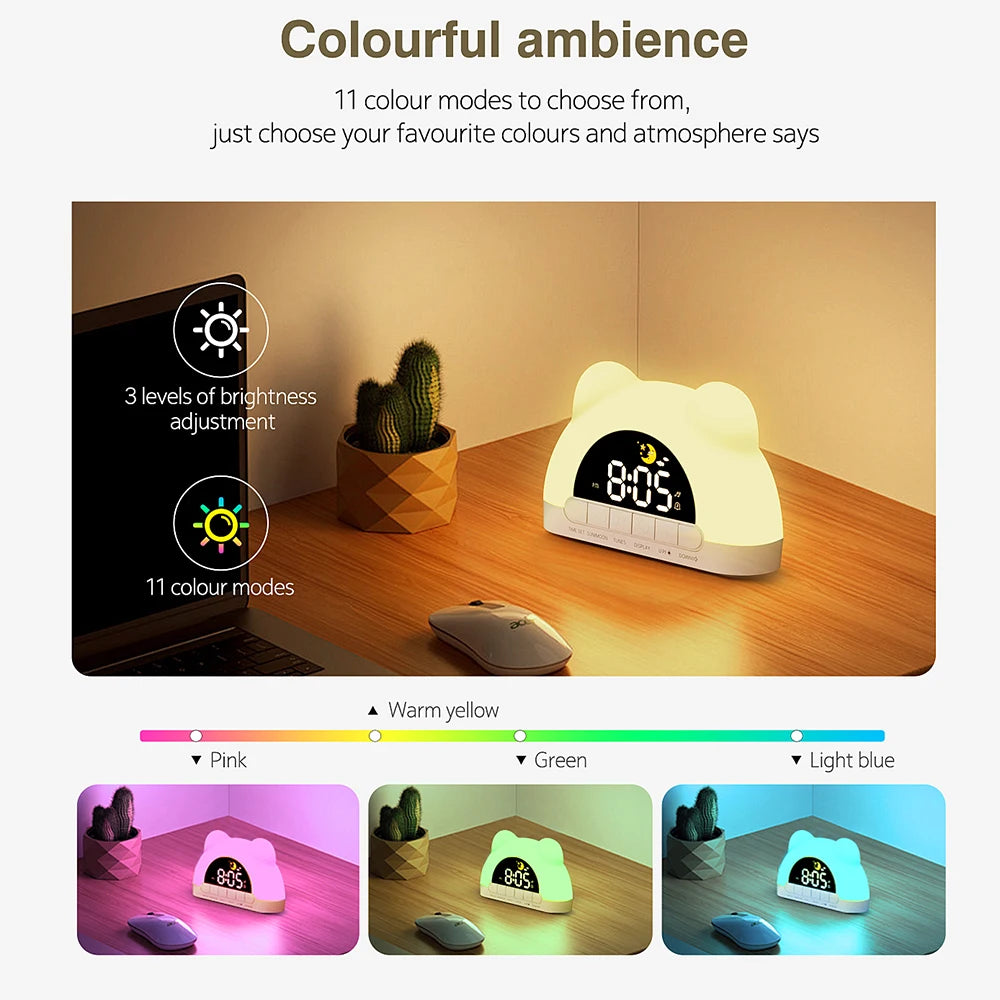 Réveil lumineux ours simulateur d'aube multicolore