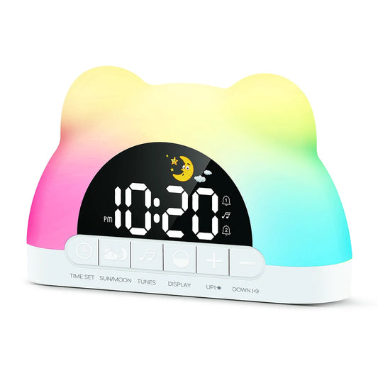Réveil lumineux ours simulateur d'aube multicolore