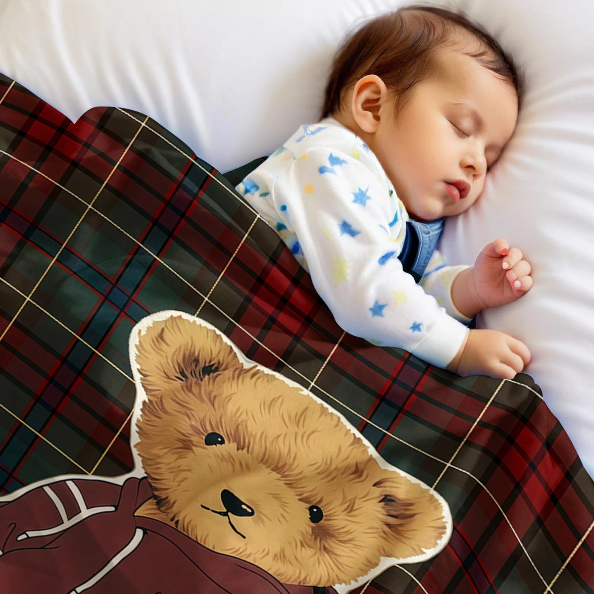 Plaid ours peluche vintage veste tartan