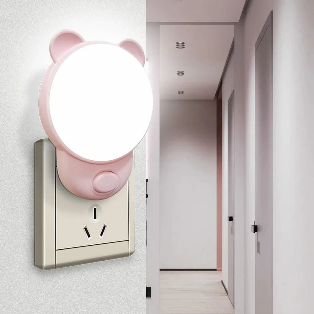 Veilleuse ourson à prise murale, lumière douce LED