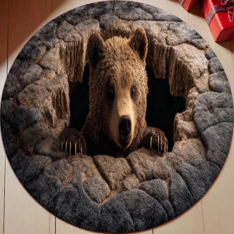 Tapis 3D grotte d'ours effet pierre réaliste