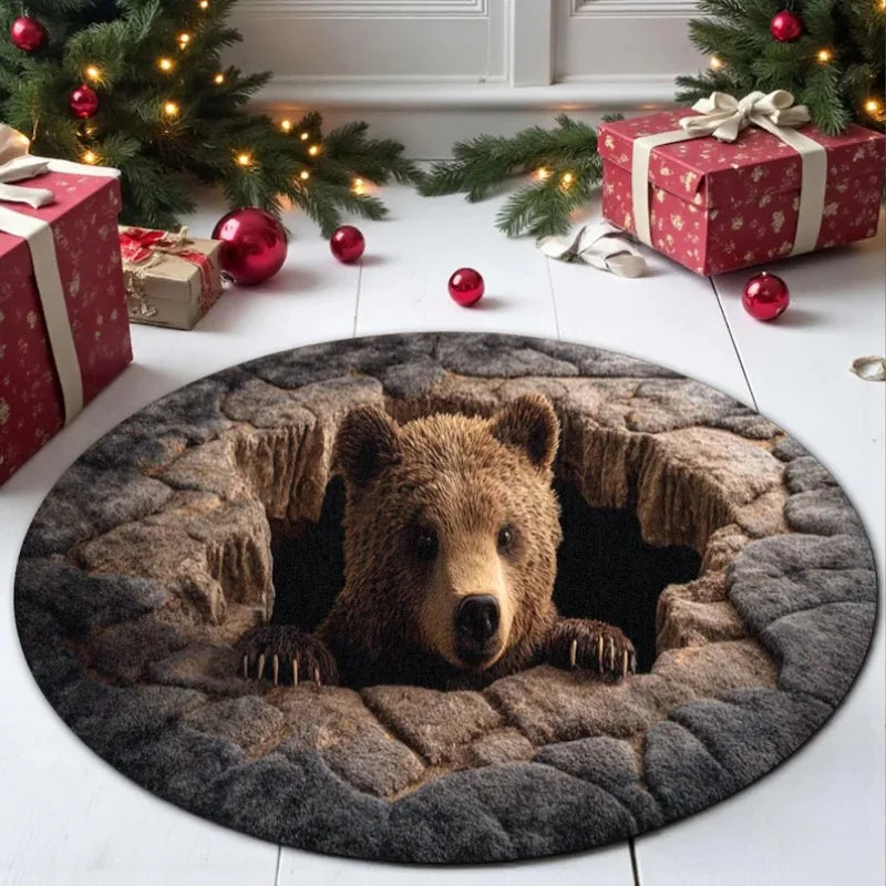 Tapis 3D grotte d'ours effet pierre réaliste