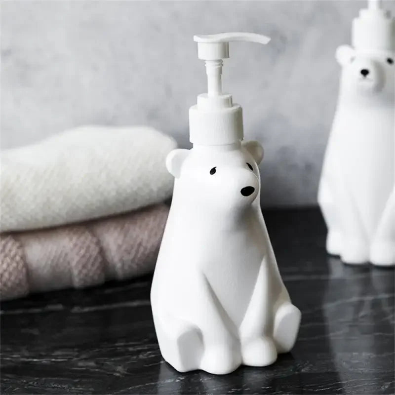 Distributeur savon ours polaire élégant salle de bain