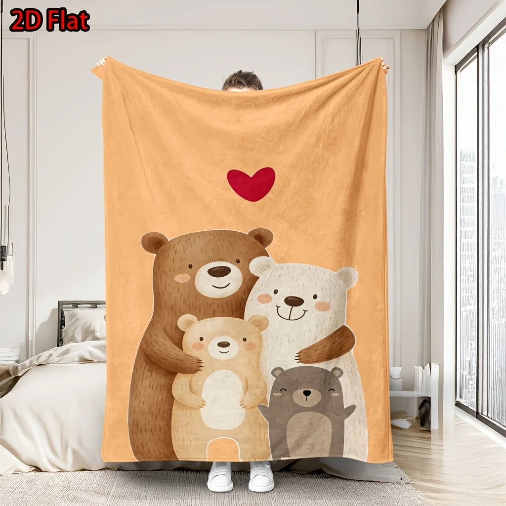 Plaid famille d'ours illustration douce