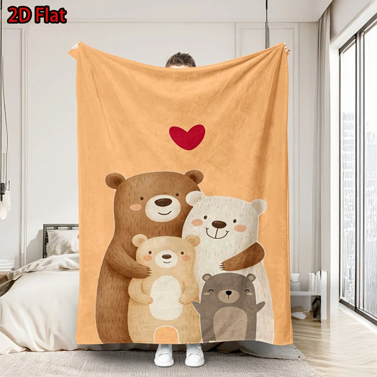 Plaid famille d'ours illustration douce