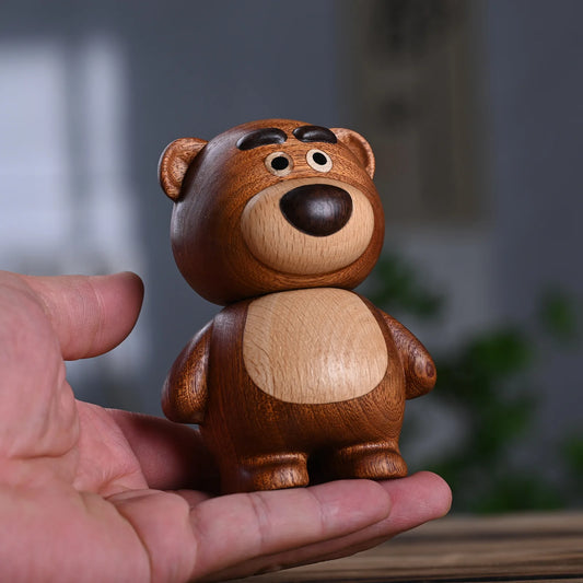 Statuette ours en bois massif pot à cure-dents