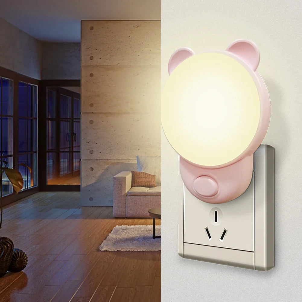 Veilleuse ourson à prise murale, lumière douce LED