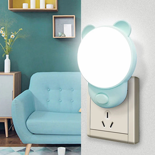 Veilleuse ourson à prise murale, lumière douce LED